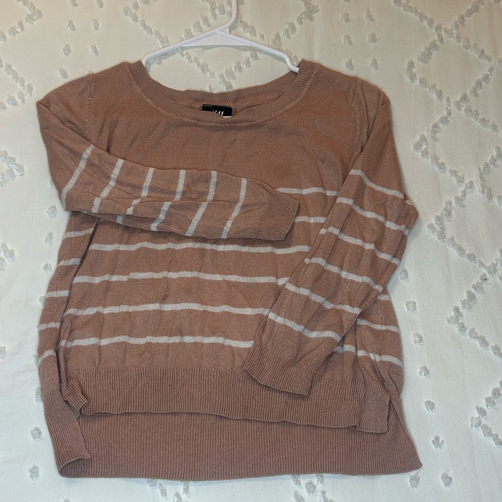 H&M Tan and Cream Striped Sweater
